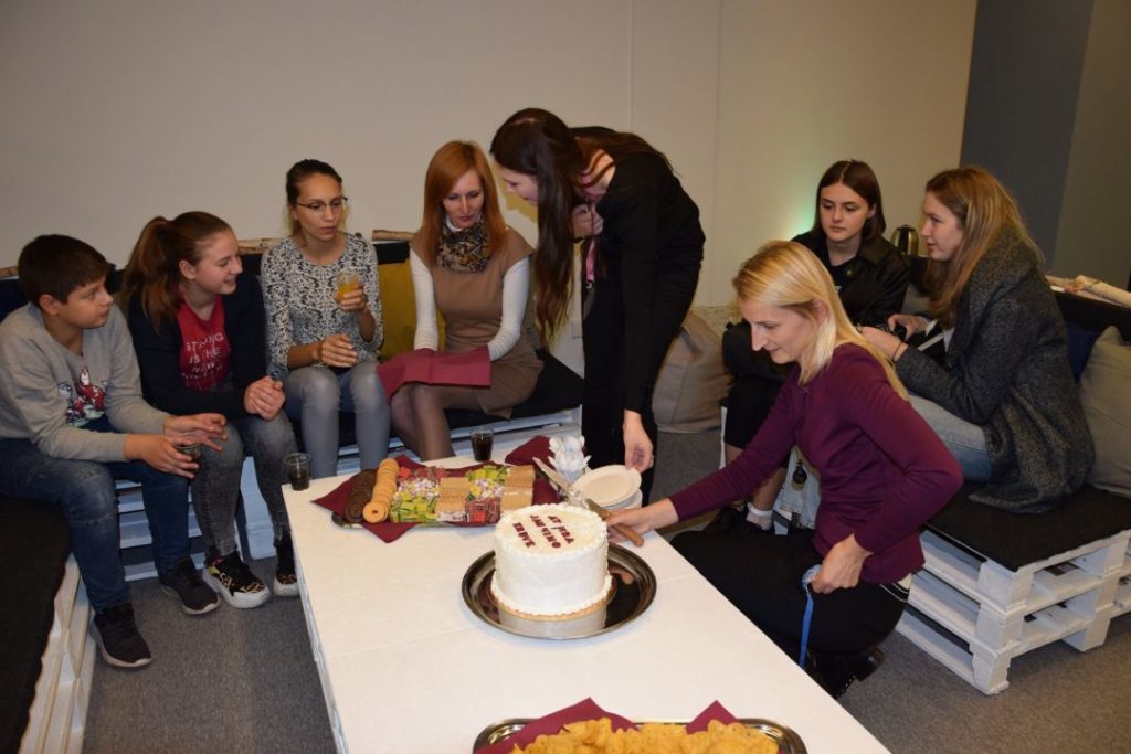 Visitors celebrating the opening