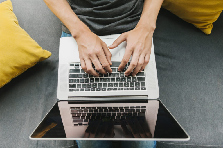 woman using a laptop