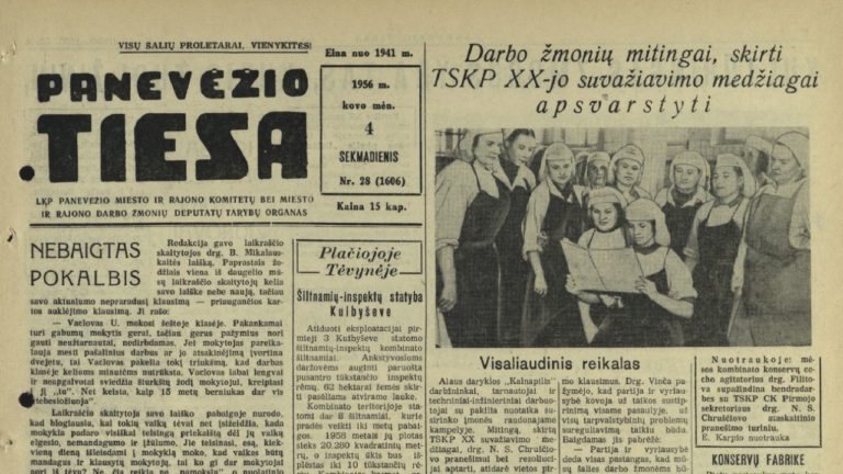 Senas laikraščio „Panevėžio tiesa“ numeris