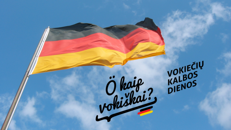 Dangaus fone plevėsuoja Vokietijos vėliava