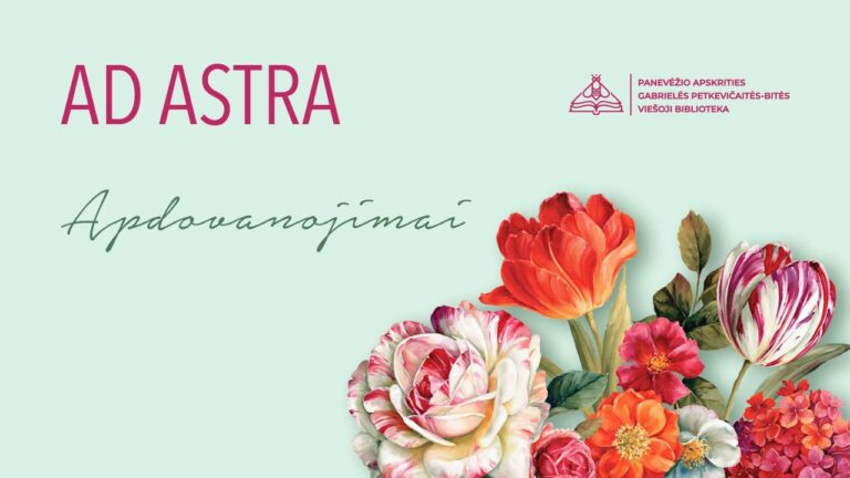 Užrašas AD ASTRA apdovanojimai ir gėlių puokštė