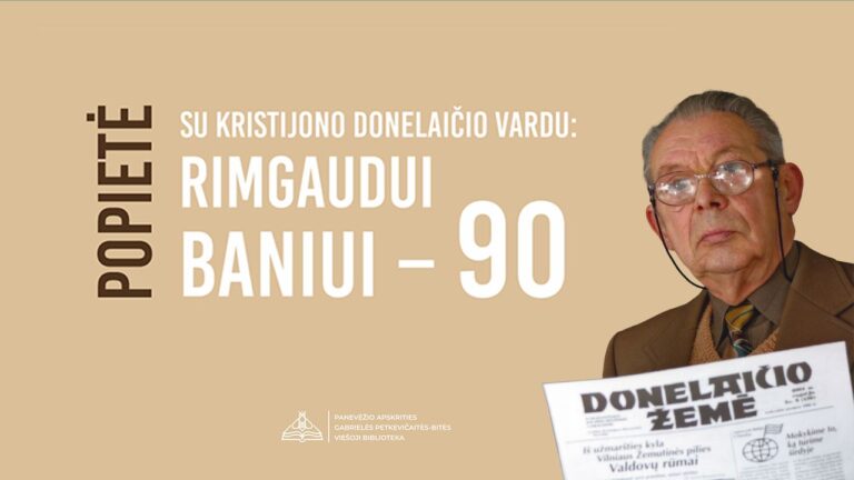 Vyresnio amžiaus vyro su akiniais portretinė nuotrauka ir laikraščio „Donelaičio žemė“ fragmentas