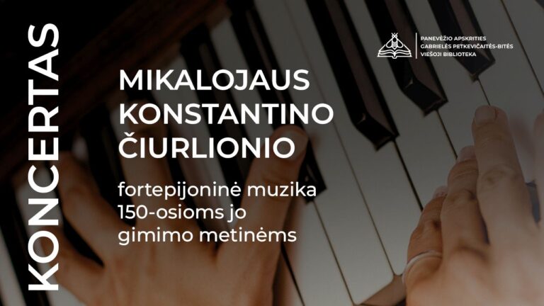 Renginio pavadinimas fortepijono klavišų fone