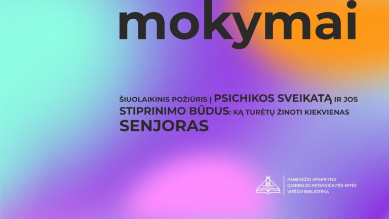 Mokymų pavadinimas spalvotame fone