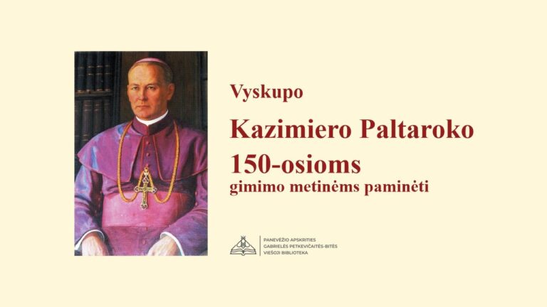 Vyskupo nuotrauka ir renginio pavadinimas