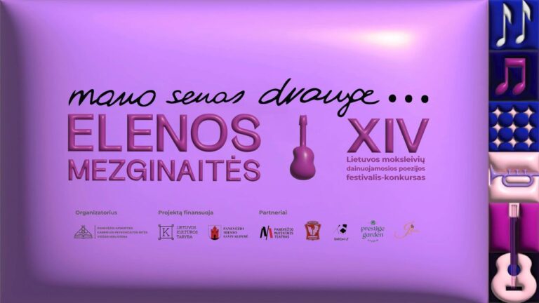 Violetiniame fone projekto pavadinimas