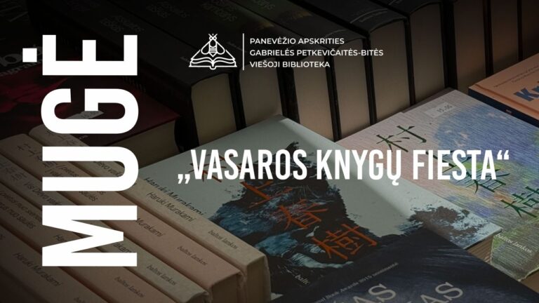 Knygų fone užrašas mugė vasaros knygų fiesta
