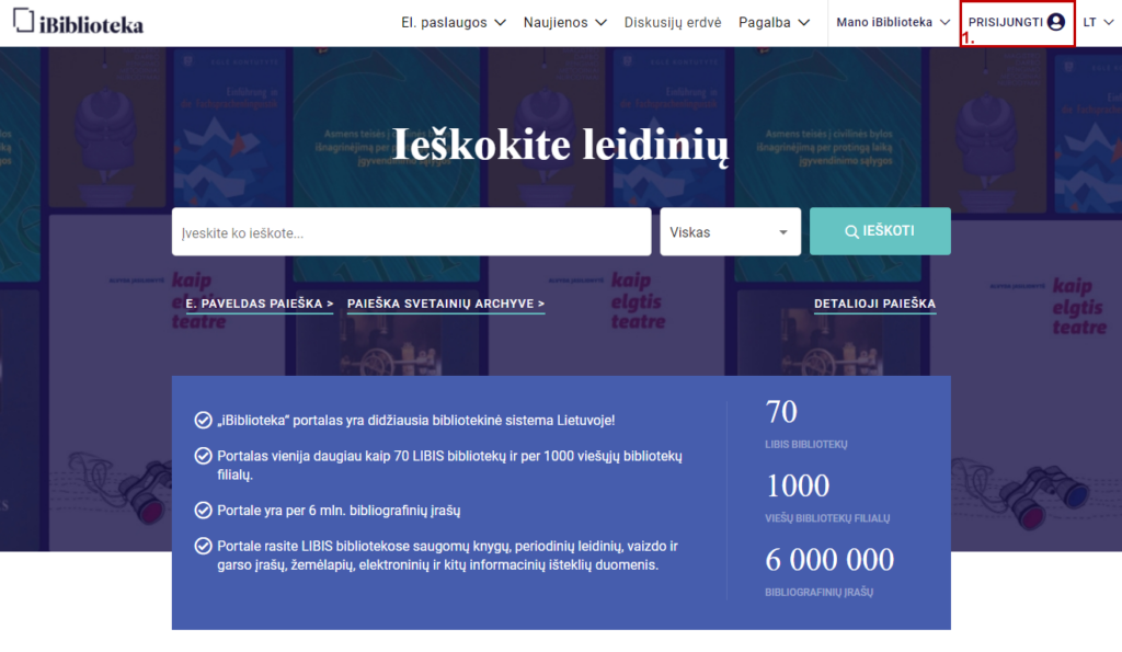 Ibibliotekos paveikslėlis su dokumentų paieškos langu